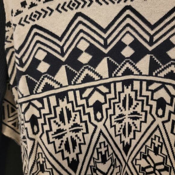 Lucky Brand Boho Thin Cardigan Sweater Southwestern Black Tan Waterfall M #409 - Picture 8 of 14